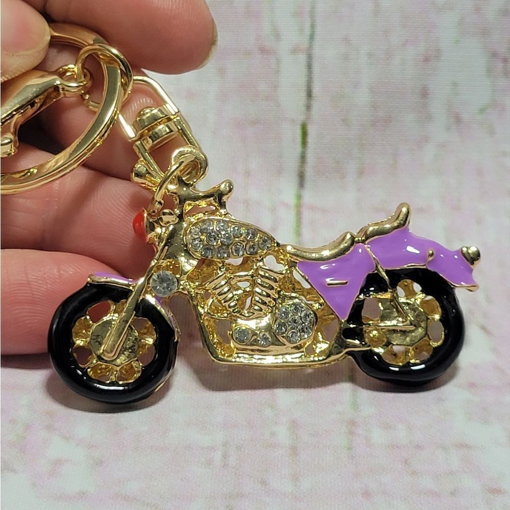 Austrian Crystal Motorcycle Keychain - Picture 6 of 12